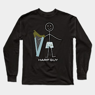 Funny Mens Harp Guy Long Sleeve T-Shirt